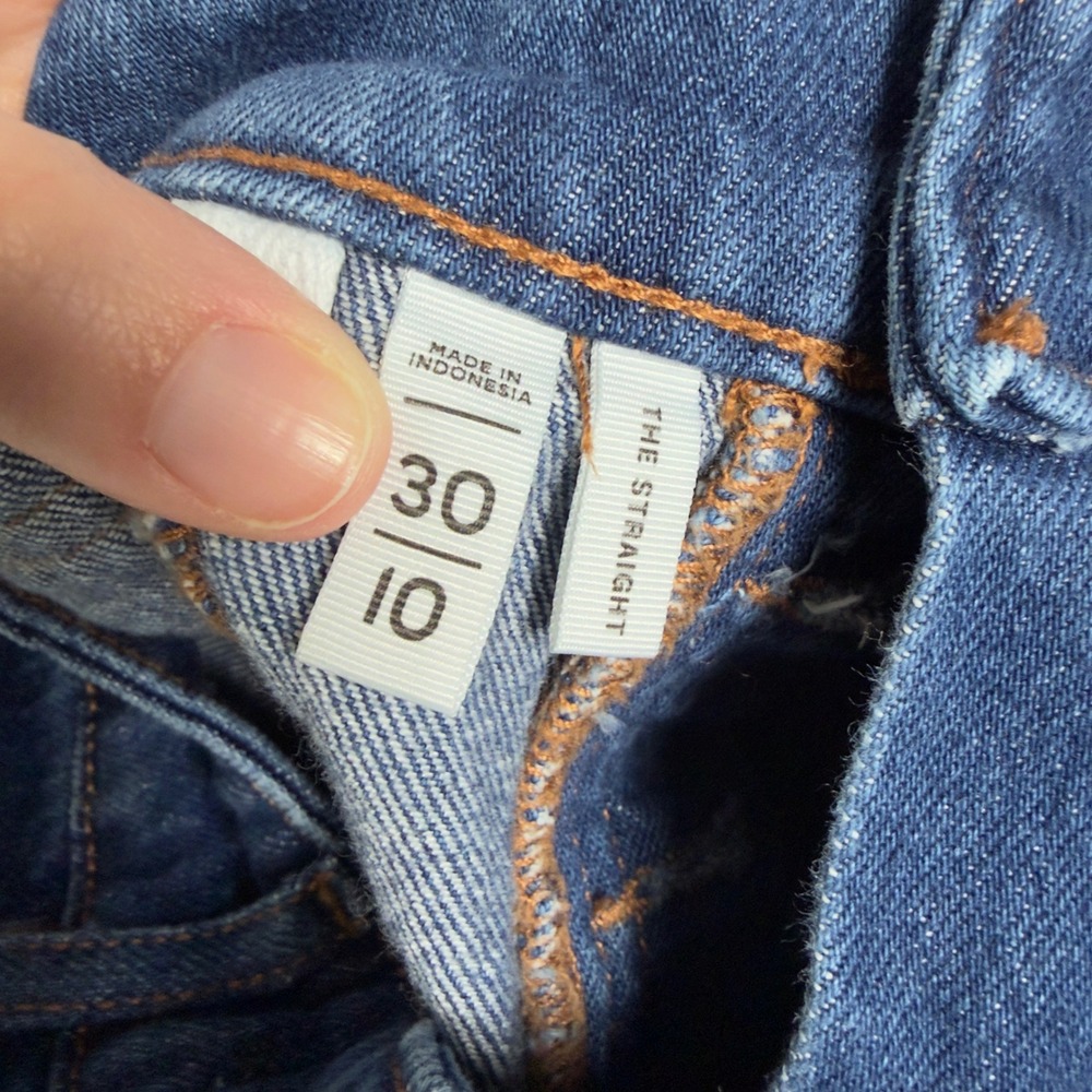 LOFT The Straight Jeans Mid Wash High Rise Button Fly Denim Women's Size 10 - Picture 7 of 10